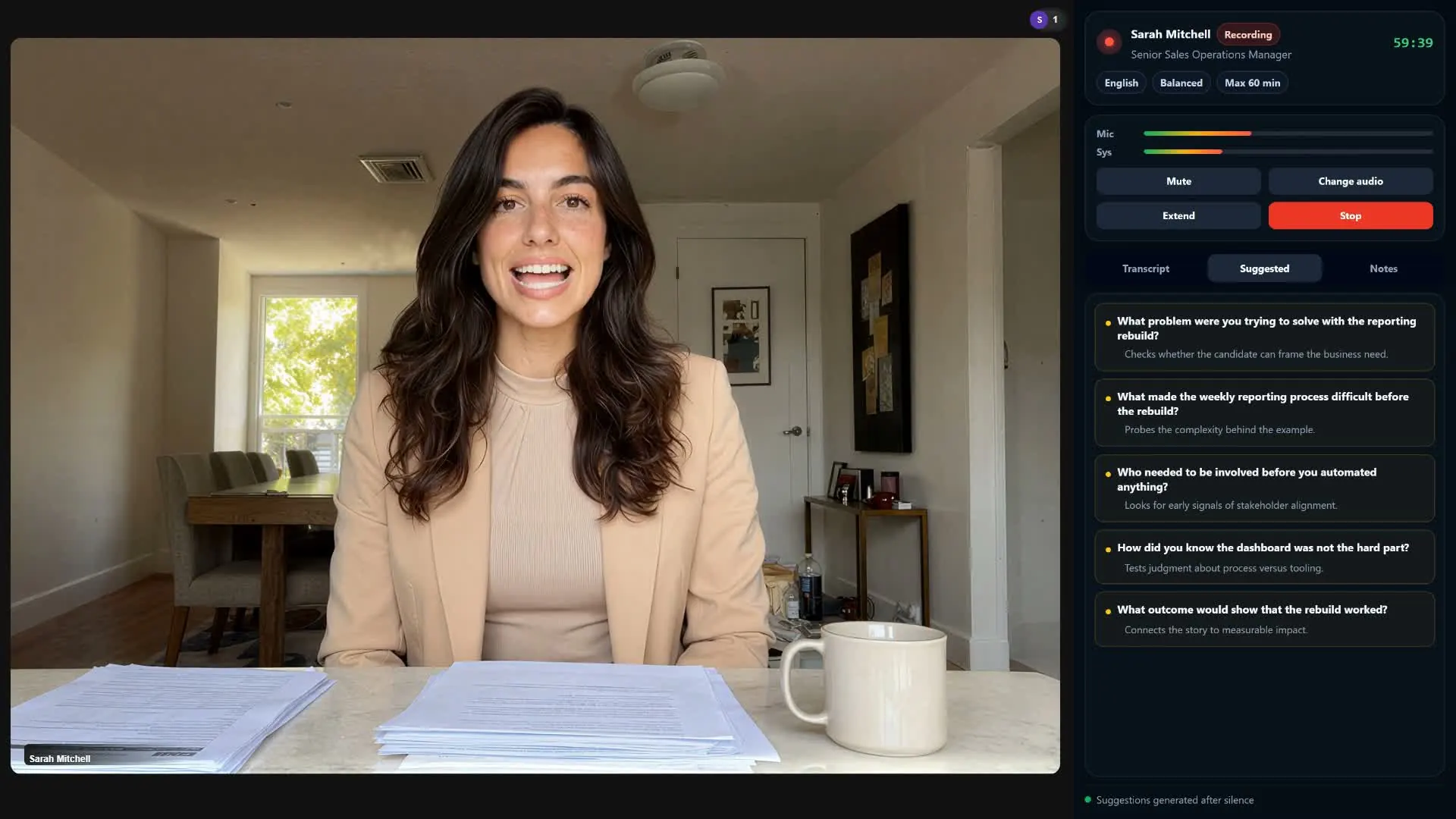 AI Interview Analyzer dashboard showing interview analysis